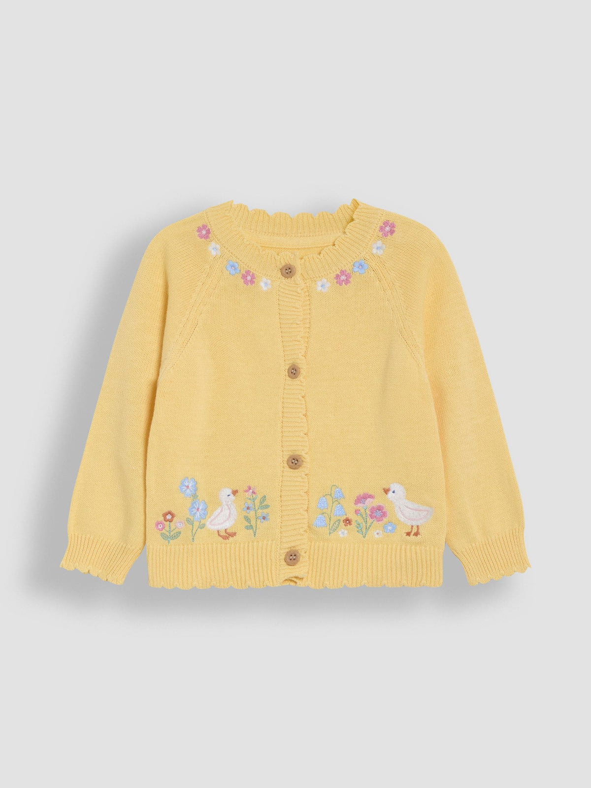 Dsiney Kidz - JoJo Maman Bébé Yellow Duck Embroidered Appliqué Character Cardigan image 6