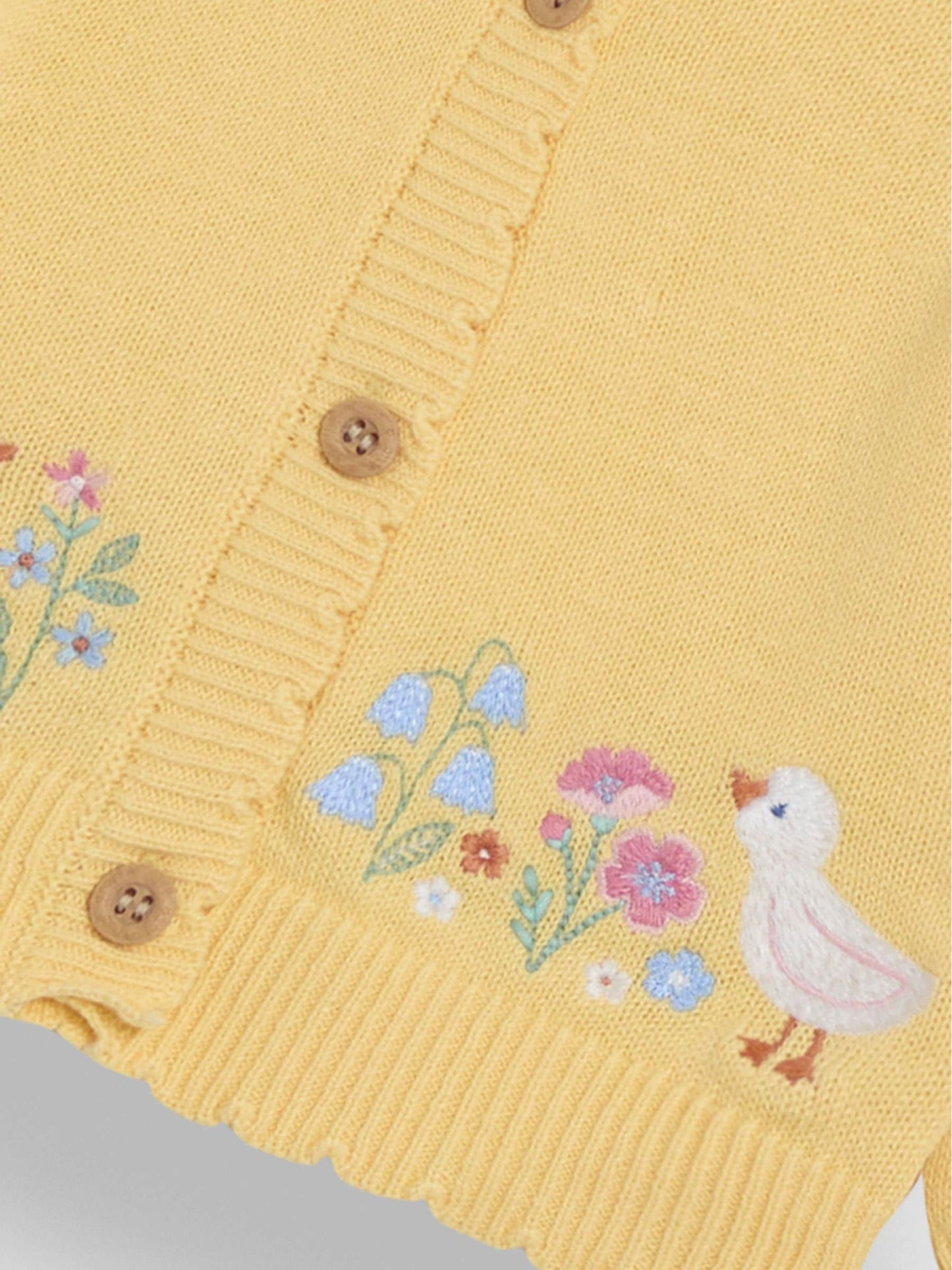 Dsiney Kidz - JoJo Maman Bébé Yellow Duck Embroidered Appliqué Character Cardigan image 8