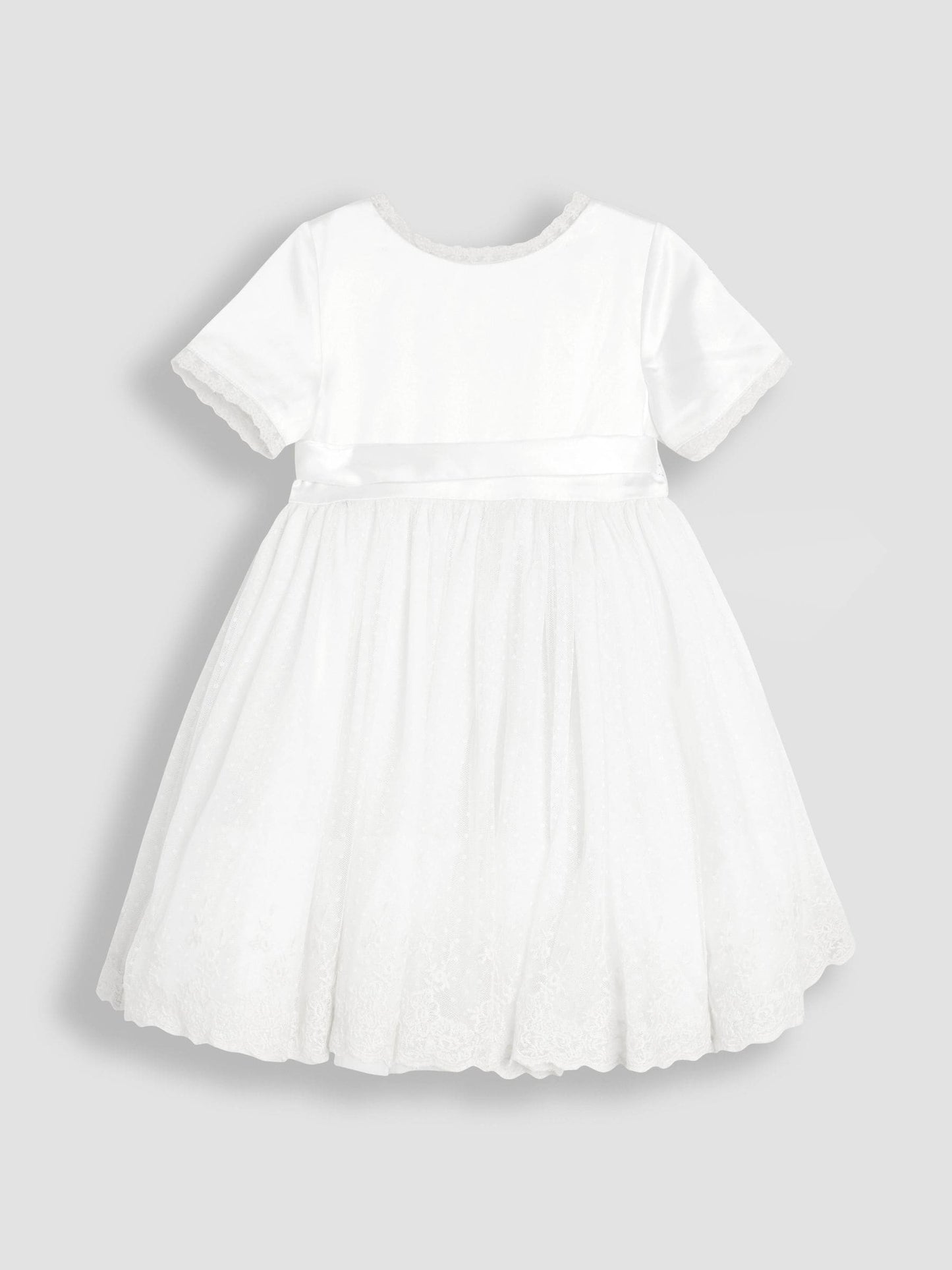 JoJo Maman Bébé Cream Embroidered Lace Flower Girl Dress With Satin Sash image 6