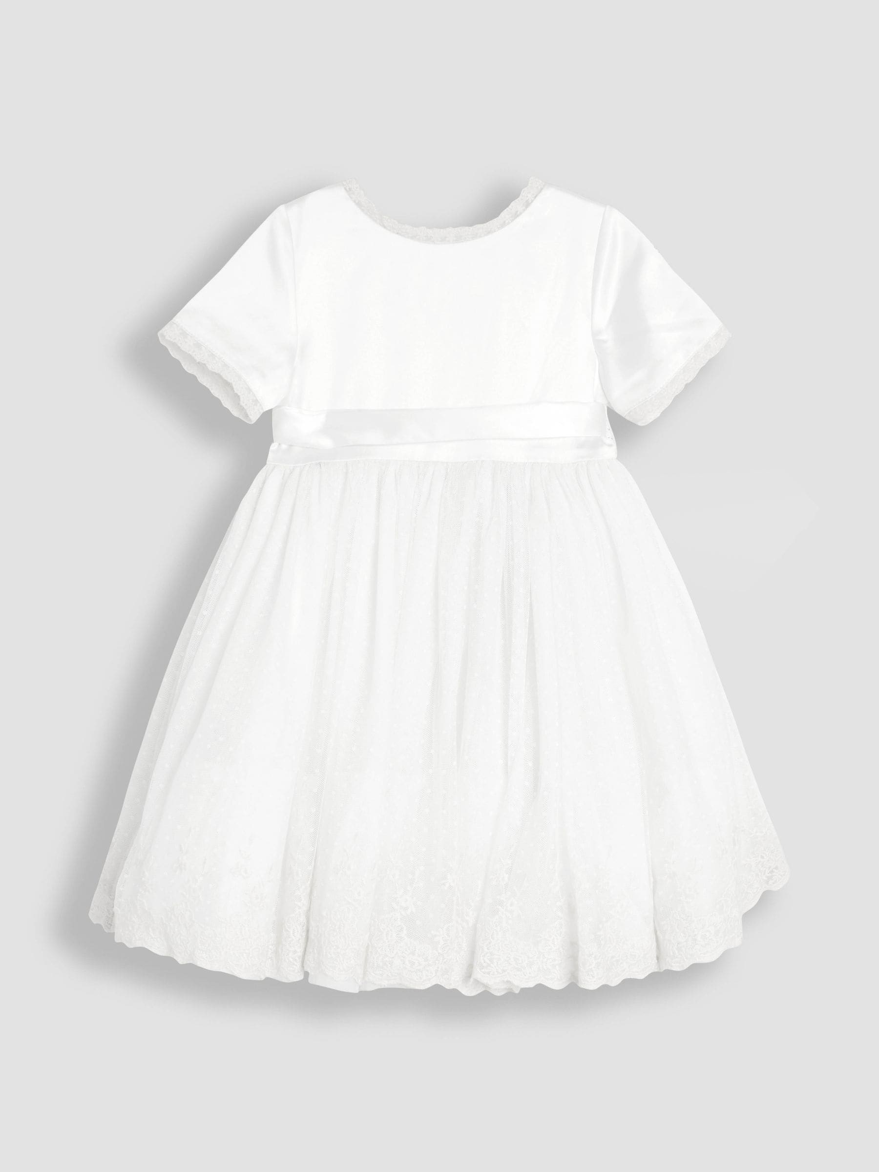 JoJo Maman Bébé Cream Embroidered Lace Flower Girl Dress With Satin Sash image 6