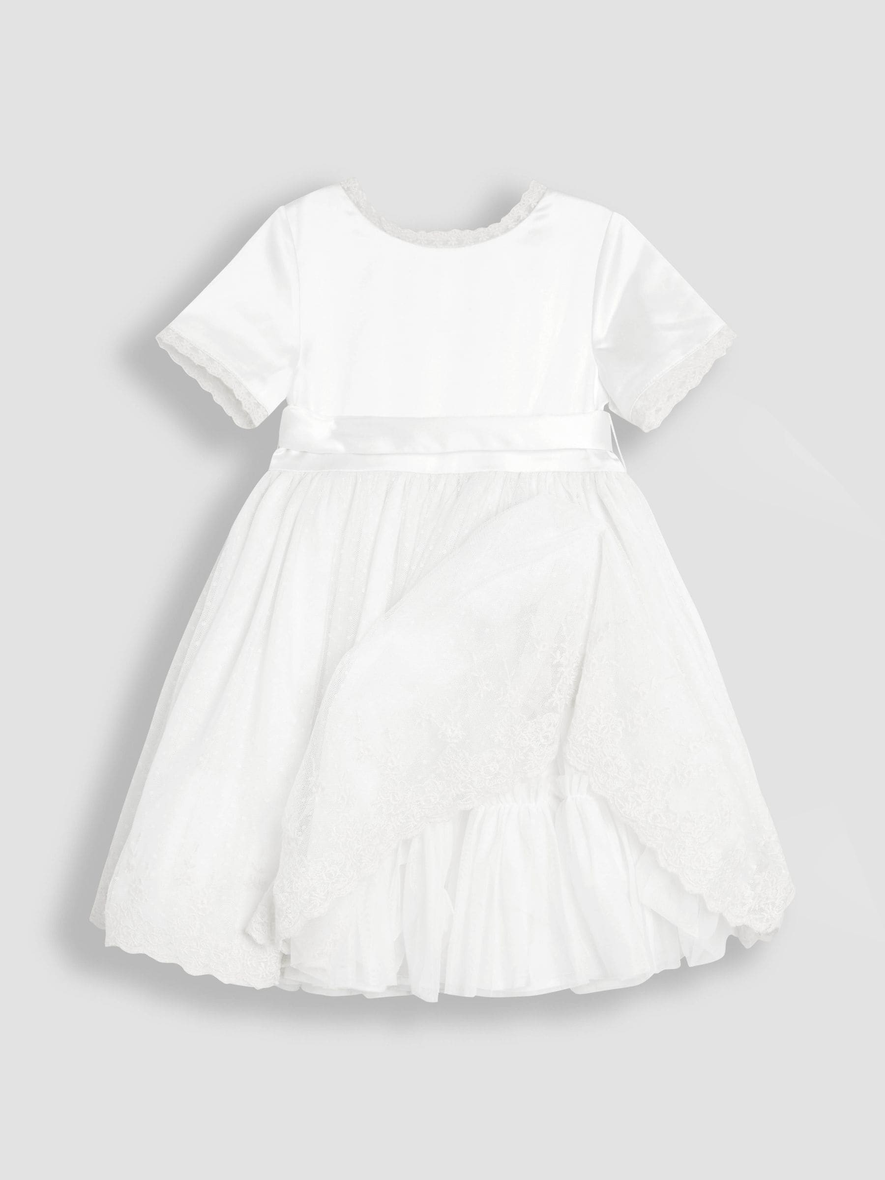 JoJo Maman Bébé Cream Embroidered Lace Flower Girl Dress With Satin Sash image 7