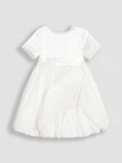JoJo Maman Bébé Cream Embroidered Lace Flower Girl Dress With Satin Sash image 7