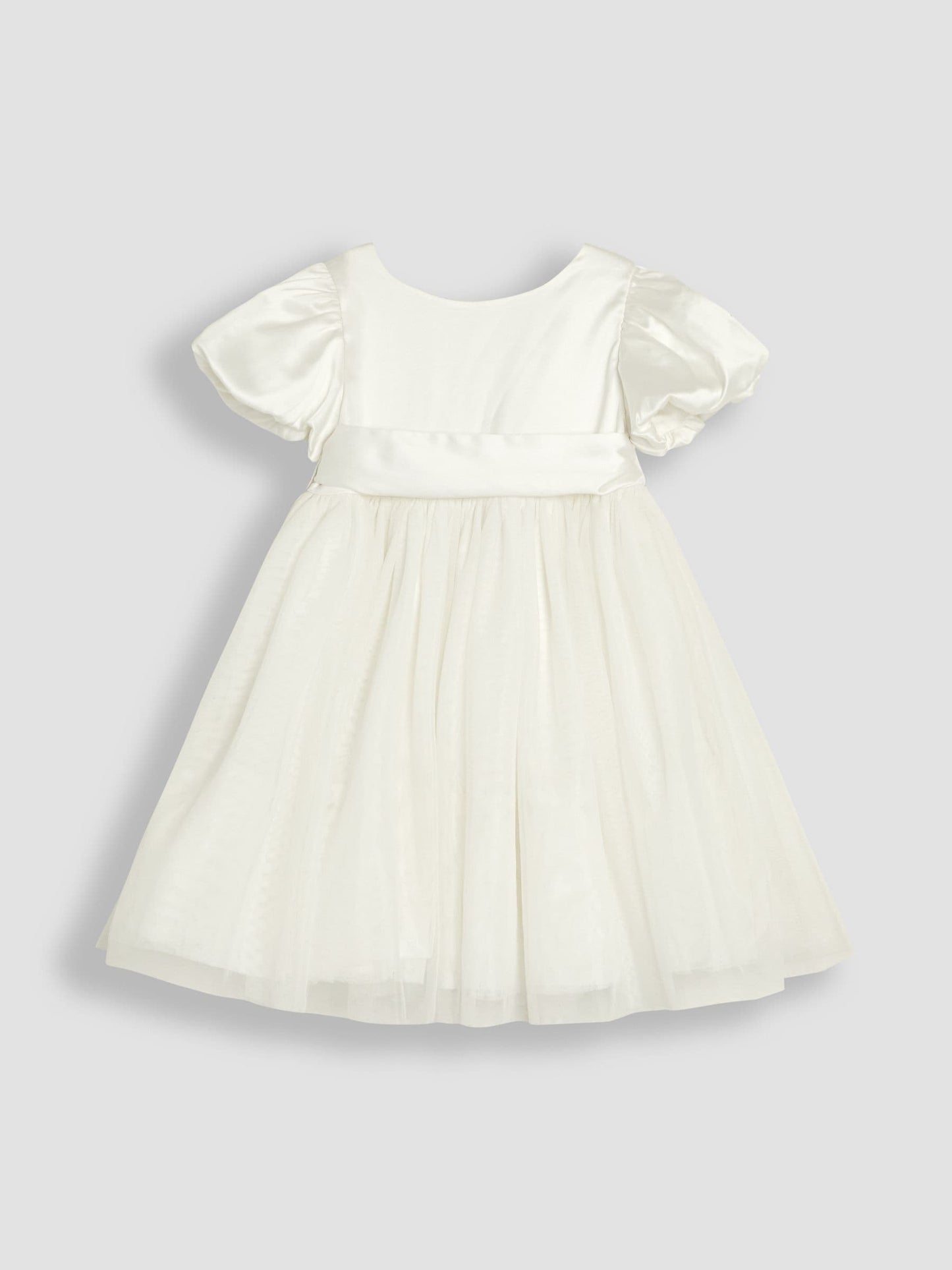 JoJo Maman Bébé Cream Balloon Sleeve Satin Sash Flower Girl Dress image 3