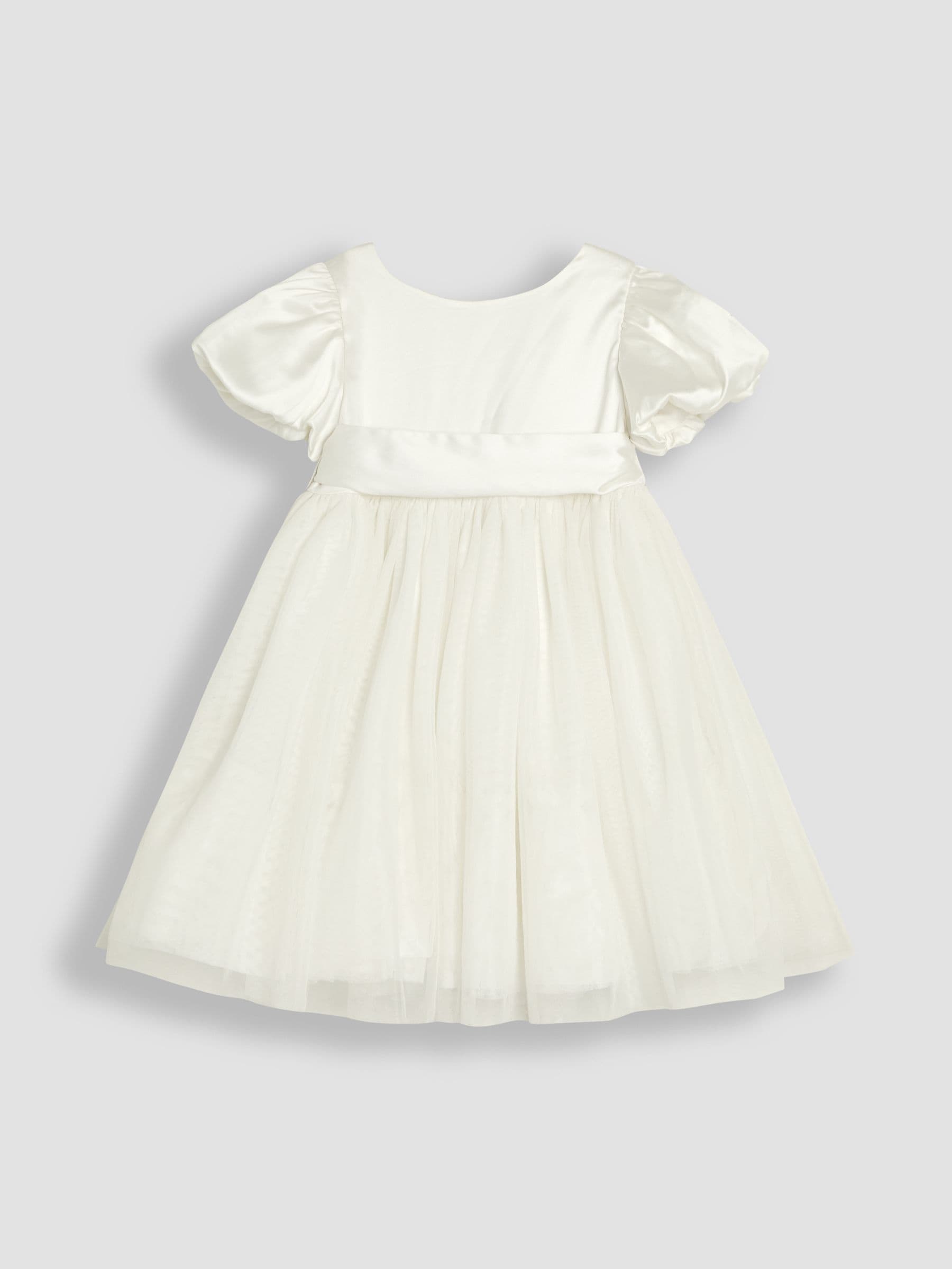 JoJo Maman Bébé Cream Balloon Sleeve Satin Sash Flower Girl Dress image 3