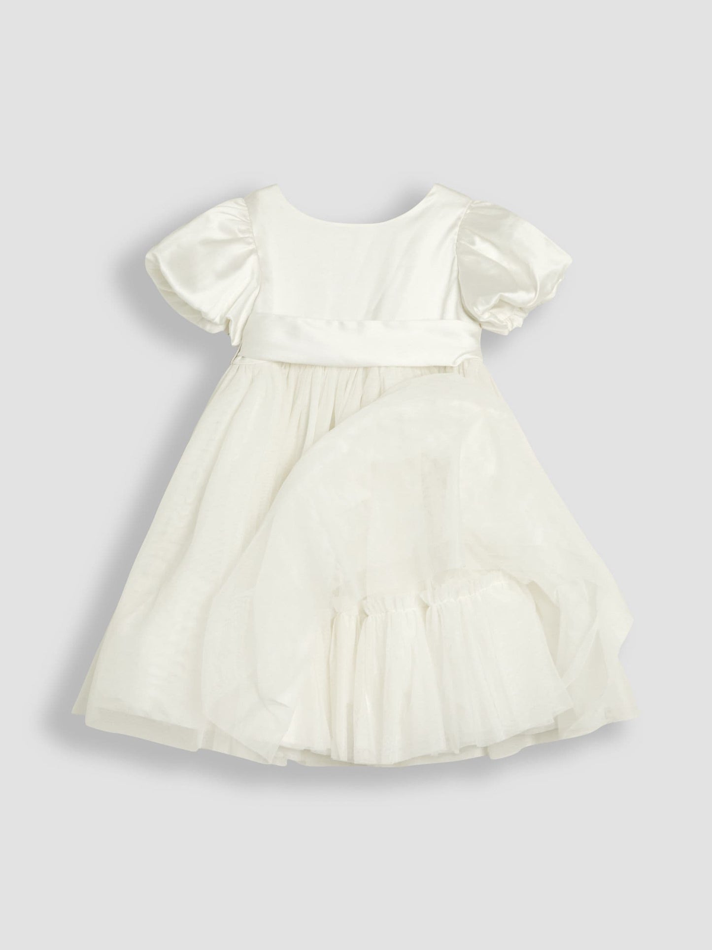 JoJo Maman Bébé Cream Balloon Sleeve Satin Sash Flower Girl Dress image 4