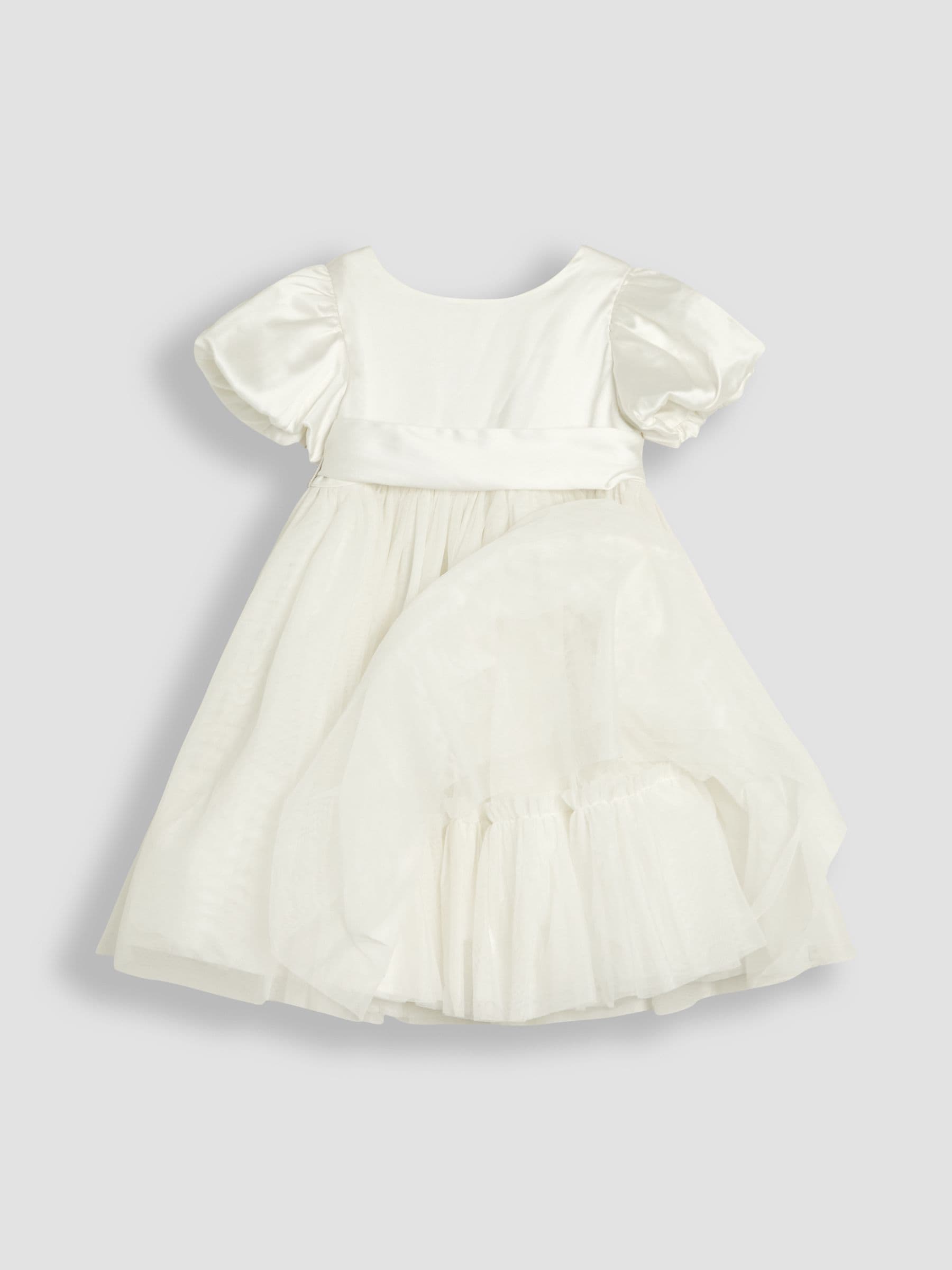 JoJo Maman Bébé Cream Balloon Sleeve Satin Sash Flower Girl Dress image 4