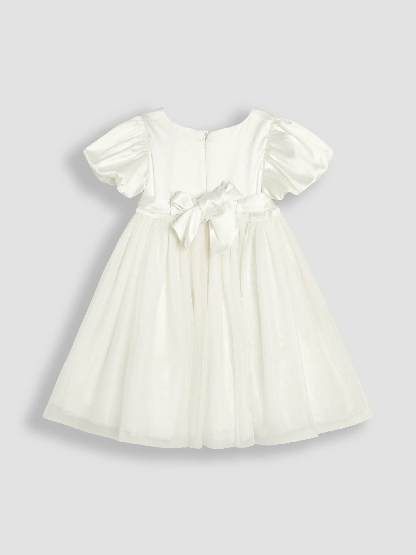 JoJo Maman Bébé Cream Balloon Sleeve Satin Sash Flower Girl Dress image 5