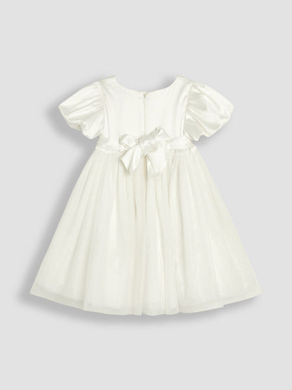JoJo Maman Bébé Cream Balloon Sleeve Satin Sash Flower Girl Dress image 5