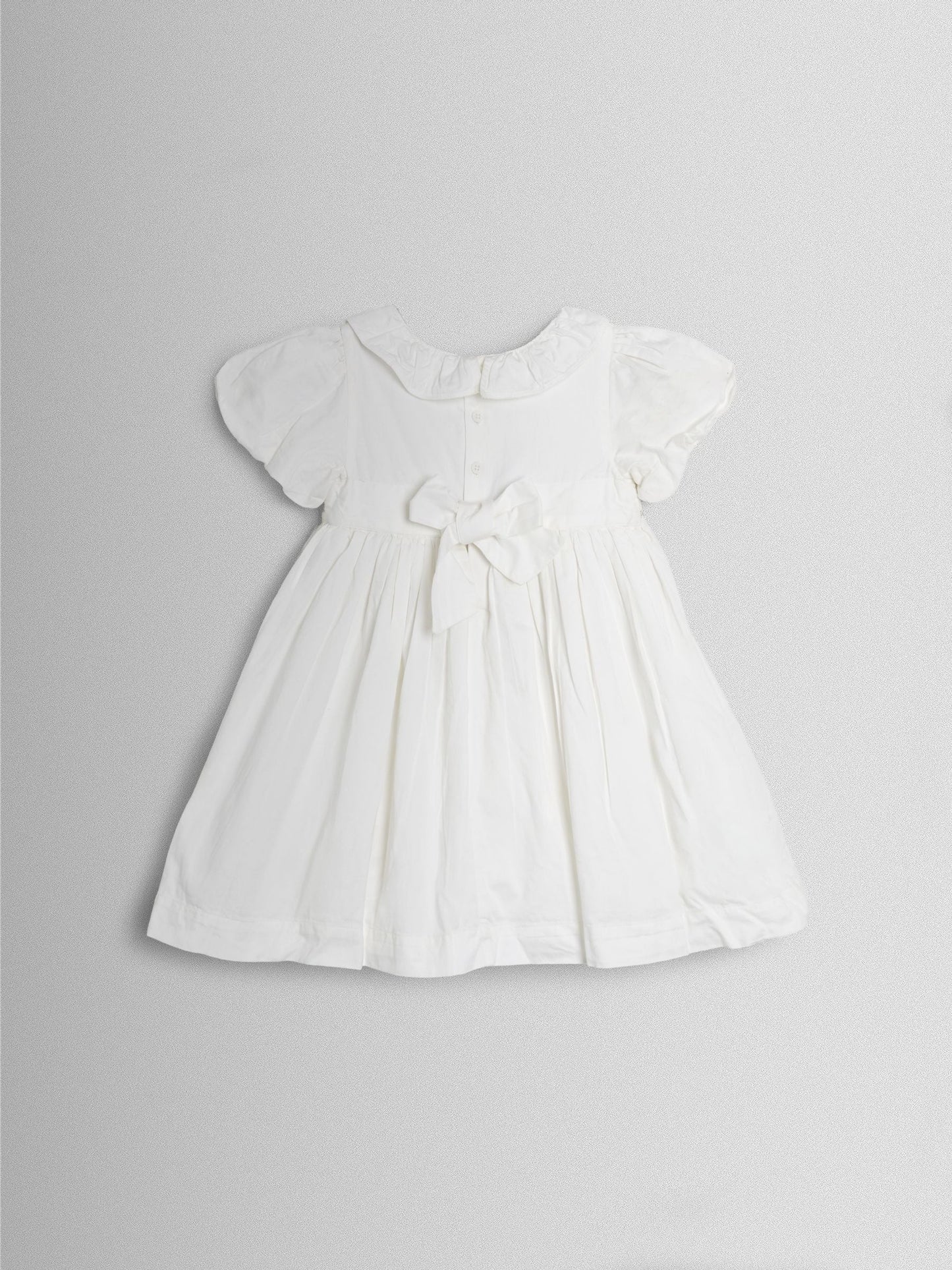 JoJo Maman Bébé Cream Smocked Puff Sleeve Cotton Satin Flower Girl Dress image 6