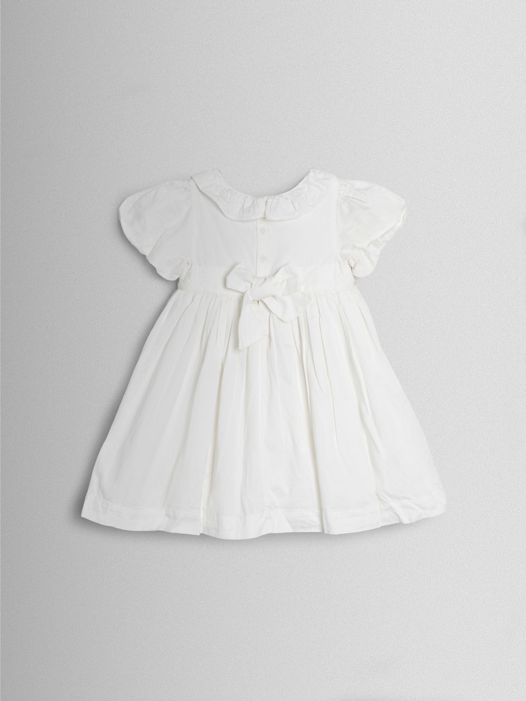 JoJo Maman Bébé Cream Smocked Puff Sleeve Cotton Satin Flower Girl Dress image 6