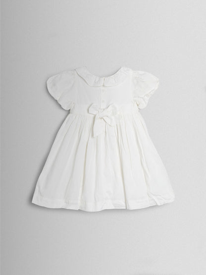 JoJo Maman Bébé Cream Smocked Puff Sleeve Cotton Satin Flower Girl Dress image 6