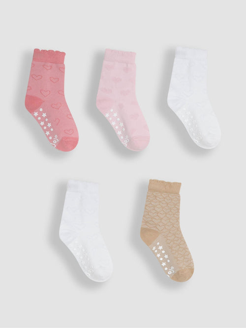 JoJo Maman Bébé Pink 5-Pack Socks image 1
