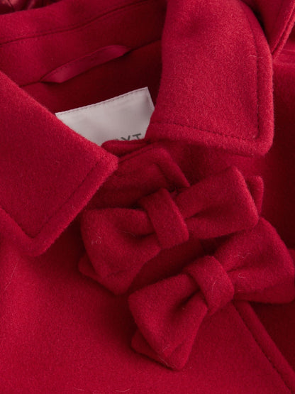 Red Bow Detail Hooded Coat with Wool (3mths-10yrs)