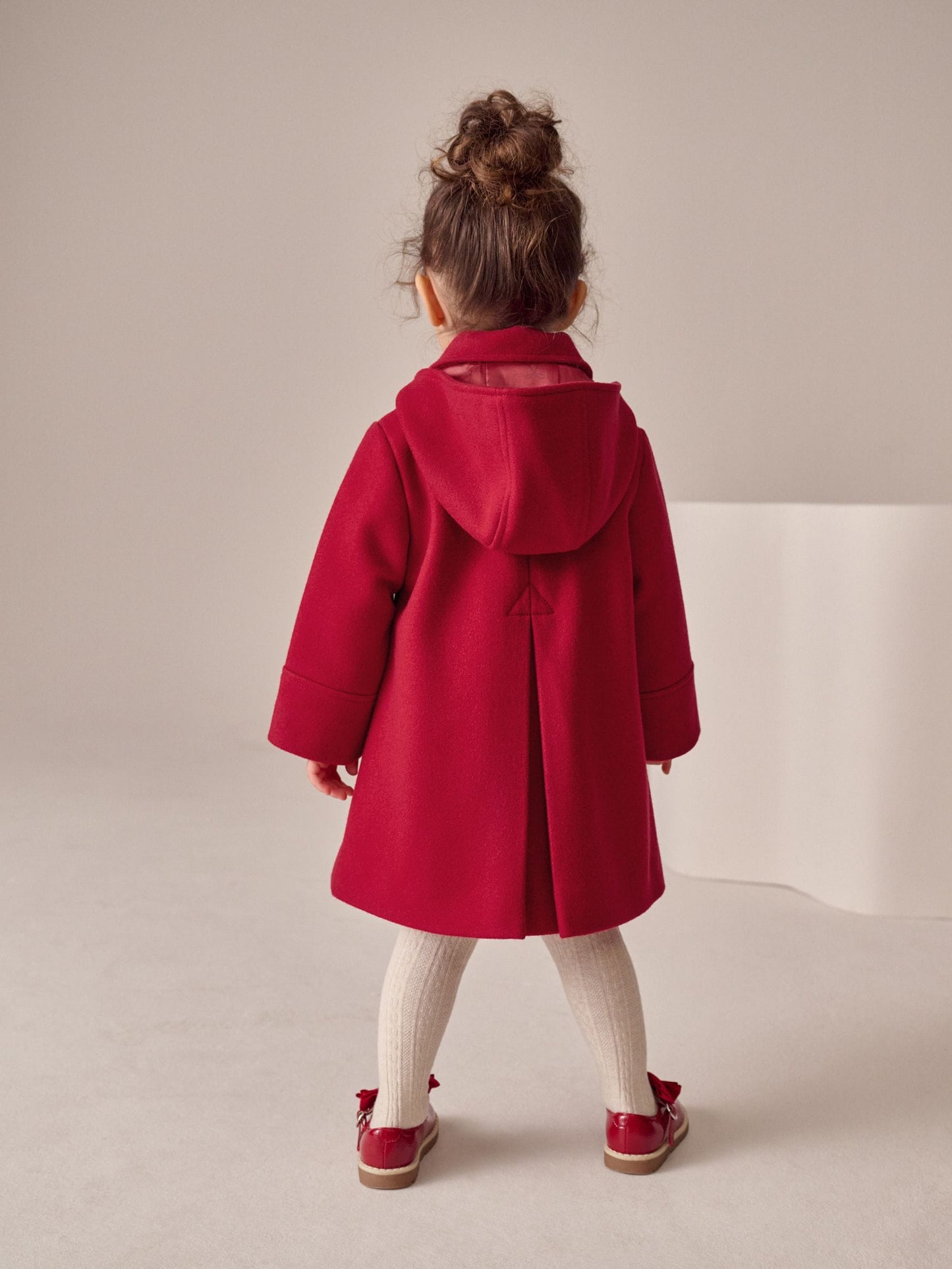 Red Bow Detail Hooded Coat with Wool (3mths-10yrs)