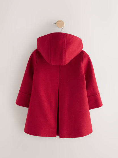 Red Bow Detail Hooded Coat with Wool (3mths-10yrs)
