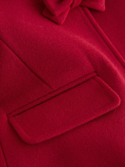 Red Bow Detail Hooded Coat with Wool (3mths-10yrs)