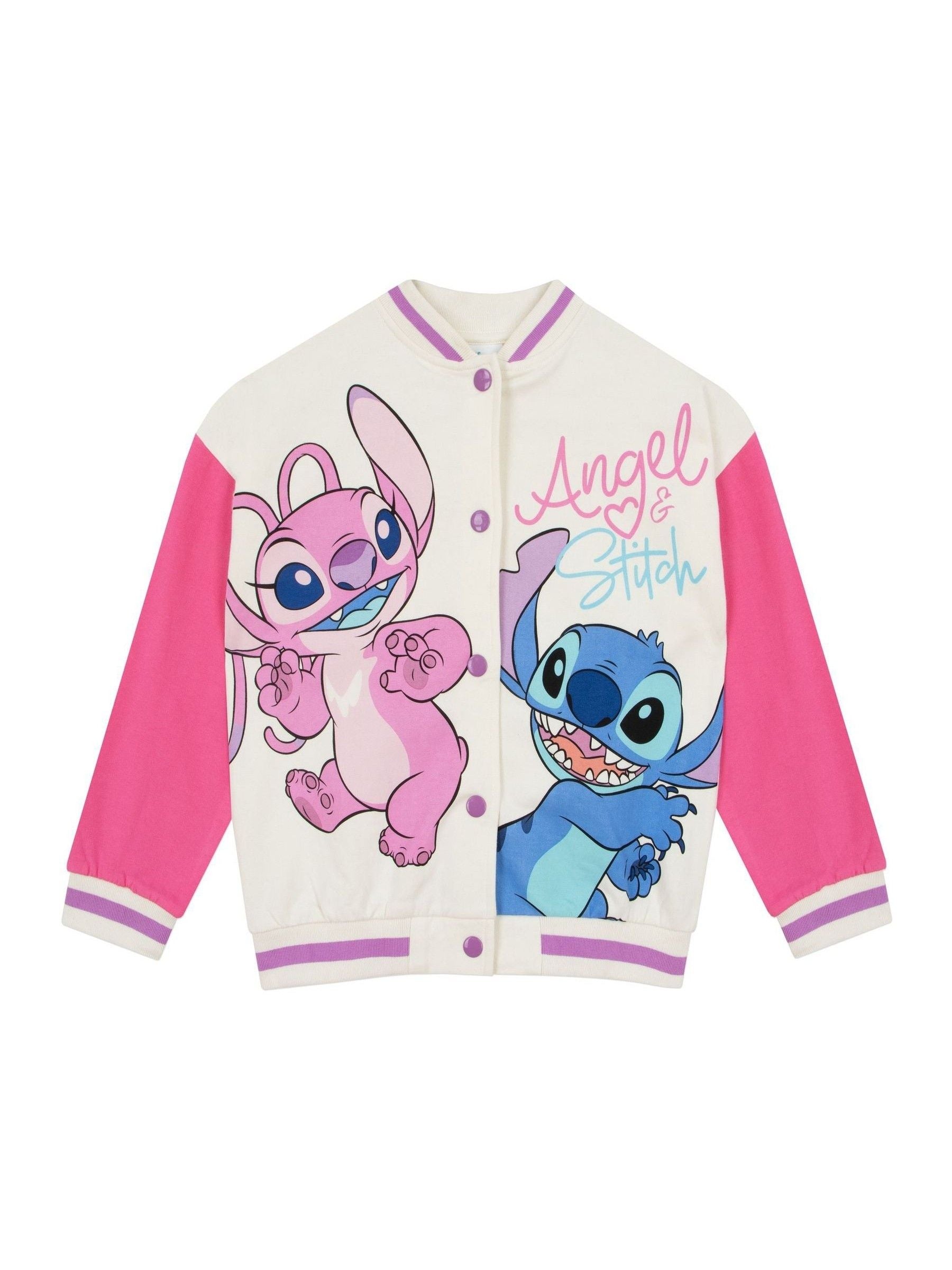 Dsiney Kidz - Character Pink 100% Cotton Disney Lilo And Stitch Varsity Jacket image 1