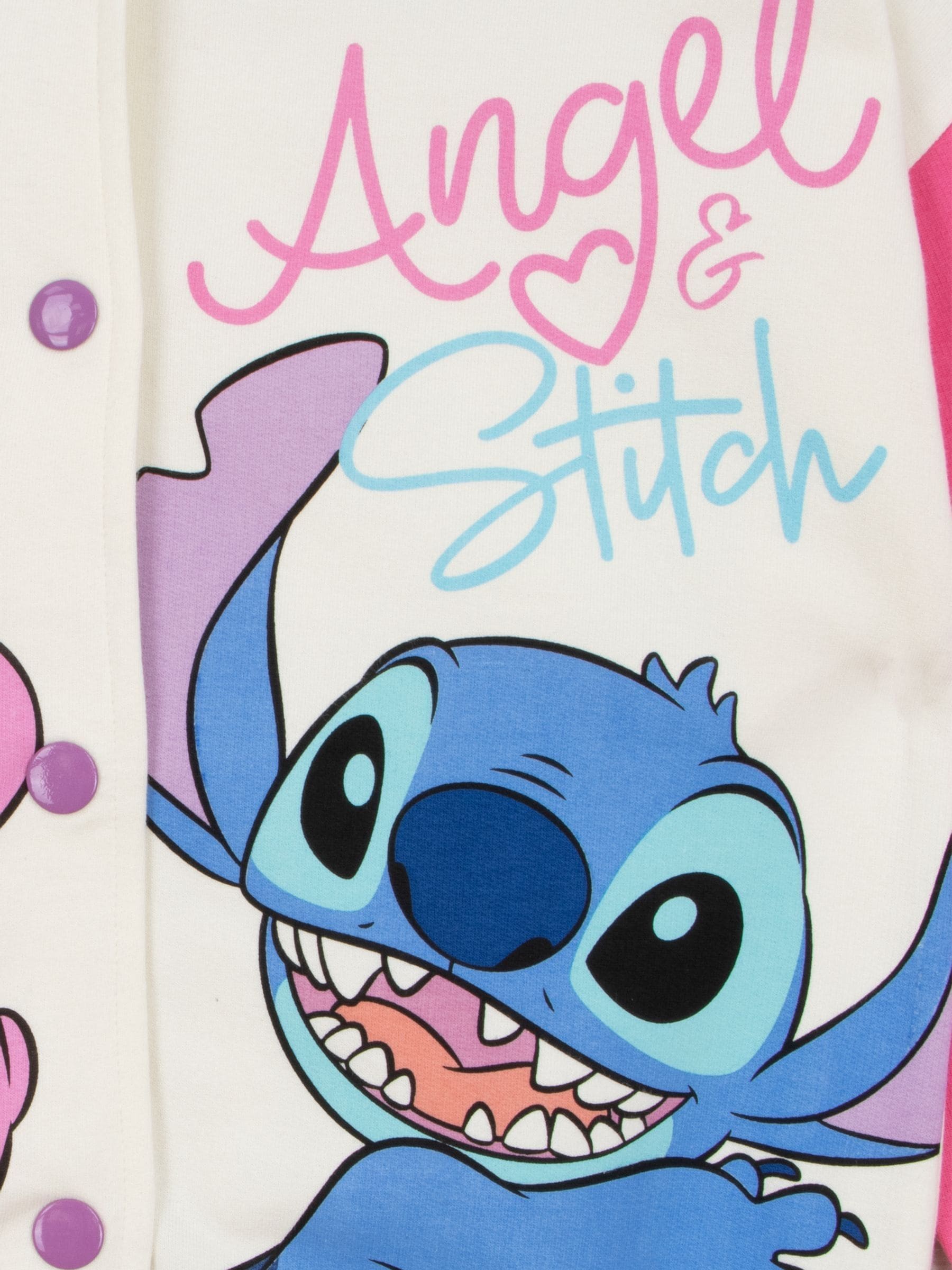 Dsiney Kidz - Character Pink 100% Cotton Disney Lilo And Stitch Varsity Jacket image 3