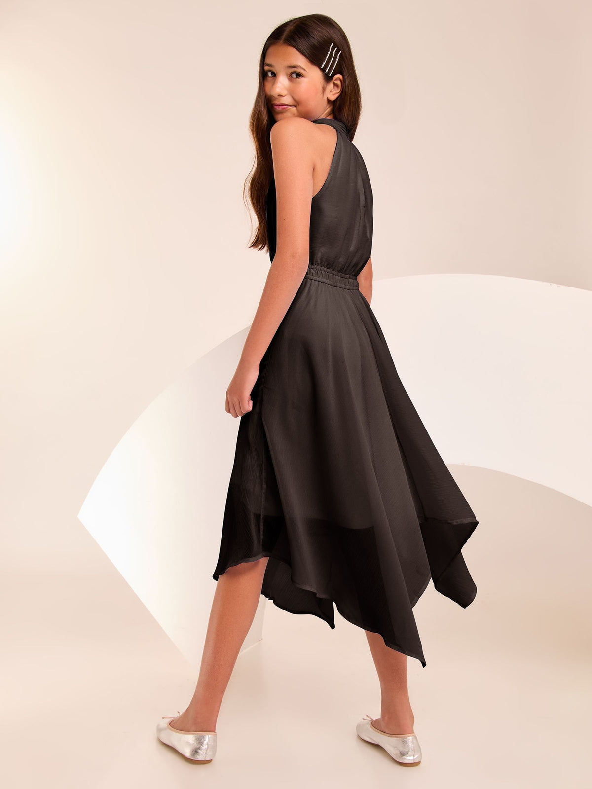 Lipsy Black Hanky Hem Halter Occasion Dress (7-16yrs) - image 4