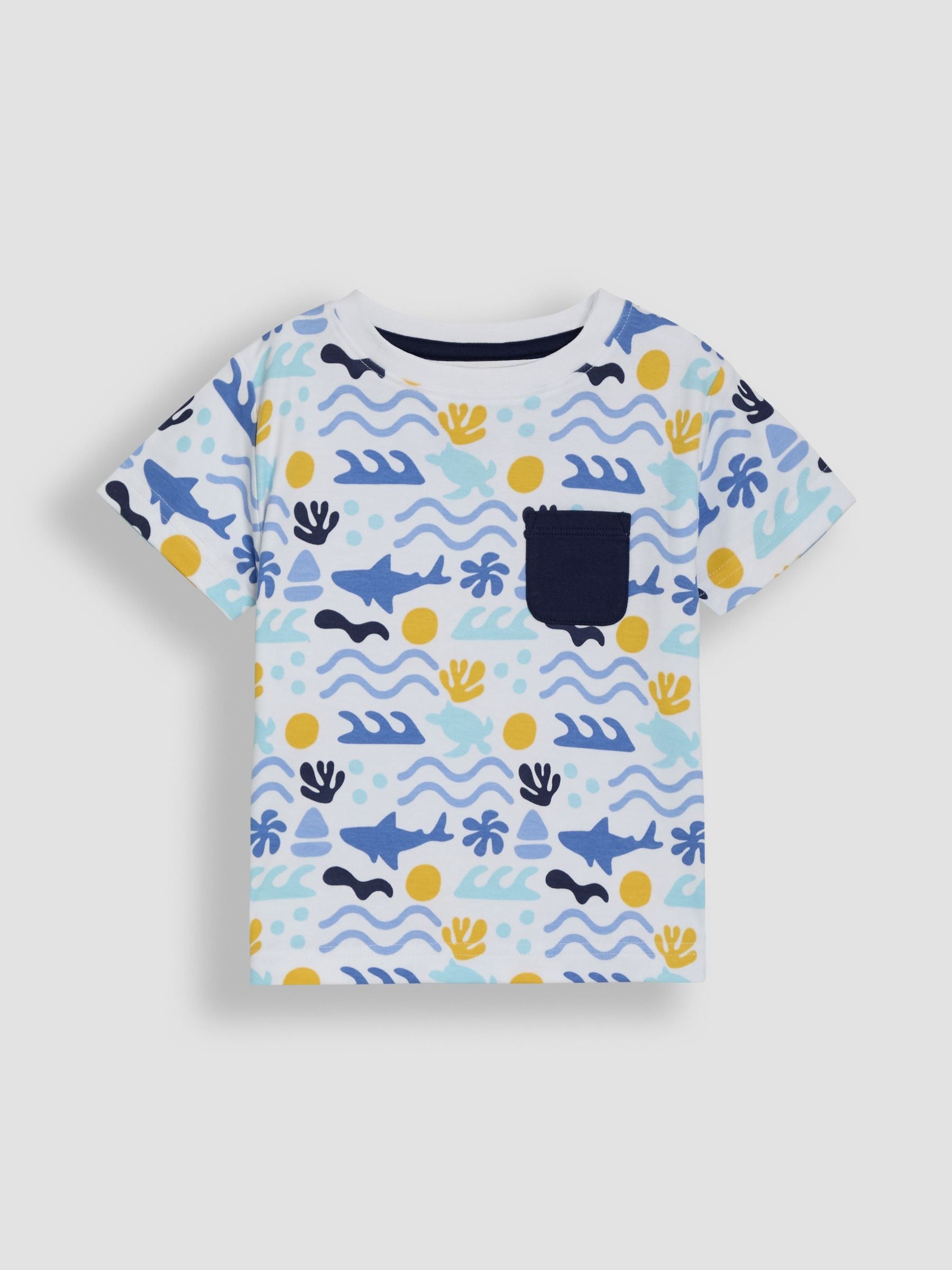 Dsiney Kidz - JoJo Maman Bébé Navy Ocean 2-Piece Printed T-Shirt & Short Set image 2