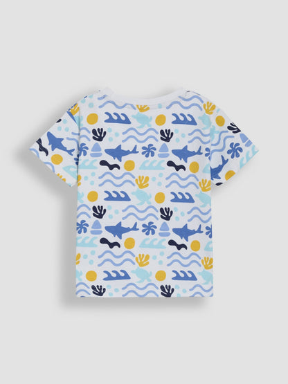 Dsiney Kidz - JoJo Maman Bébé Navy Ocean 2-Piece Printed T-Shirt & Short Set image 3