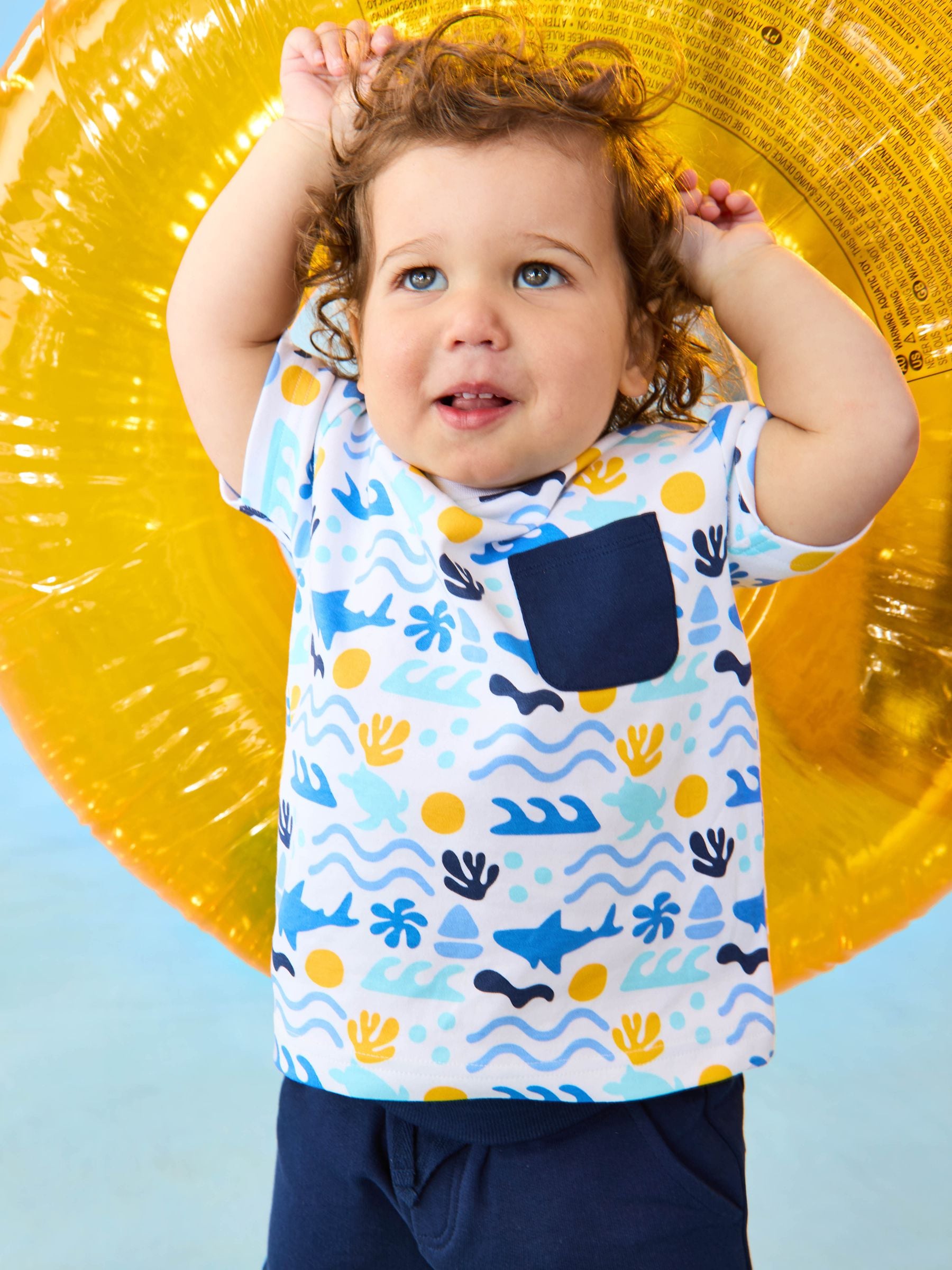 Dsiney Kidz - JoJo Maman Bébé Navy Ocean 2-Piece Printed T-Shirt & Short Set image 6