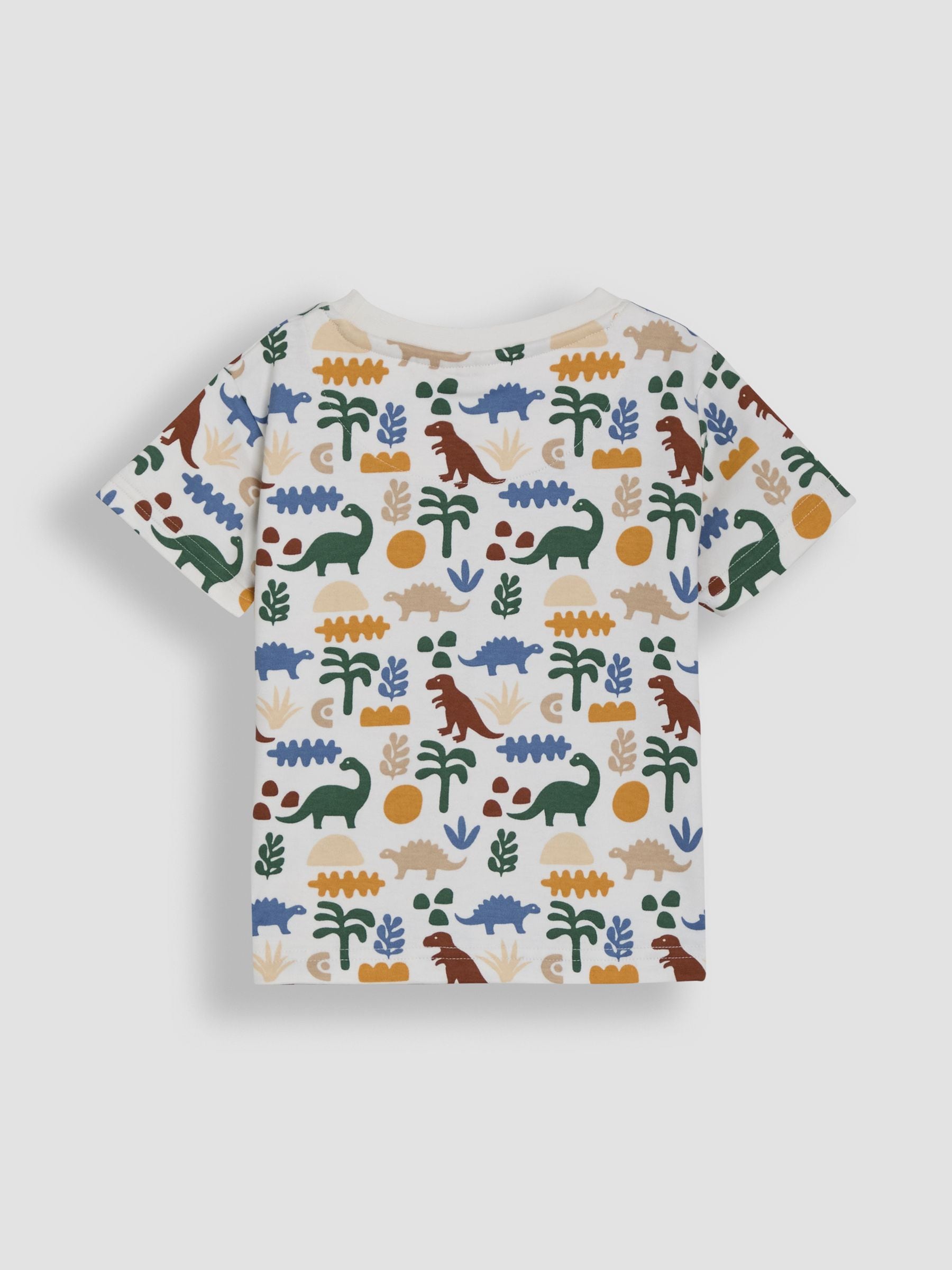 Dsiney Kidz - JoJo Maman Bébé Khaki Dino 2-Piece Printed T-Shirt & Short Set image 4