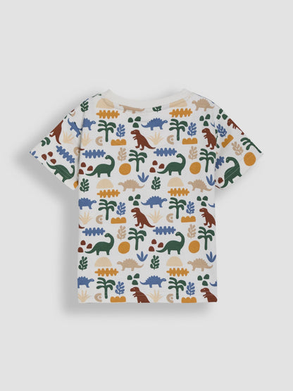 Dsiney Kidz - JoJo Maman Bébé Khaki Dino 2-Piece Printed T-Shirt & Short Set image 4
