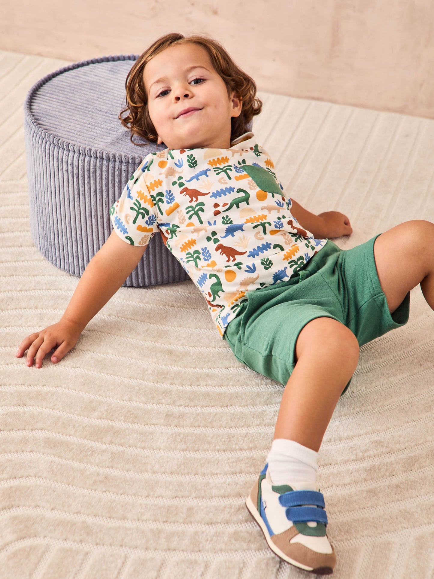 Dsiney Kidz - JoJo Maman Bébé Khaki Dino 2-Piece Printed T-Shirt & Short Set image 7
