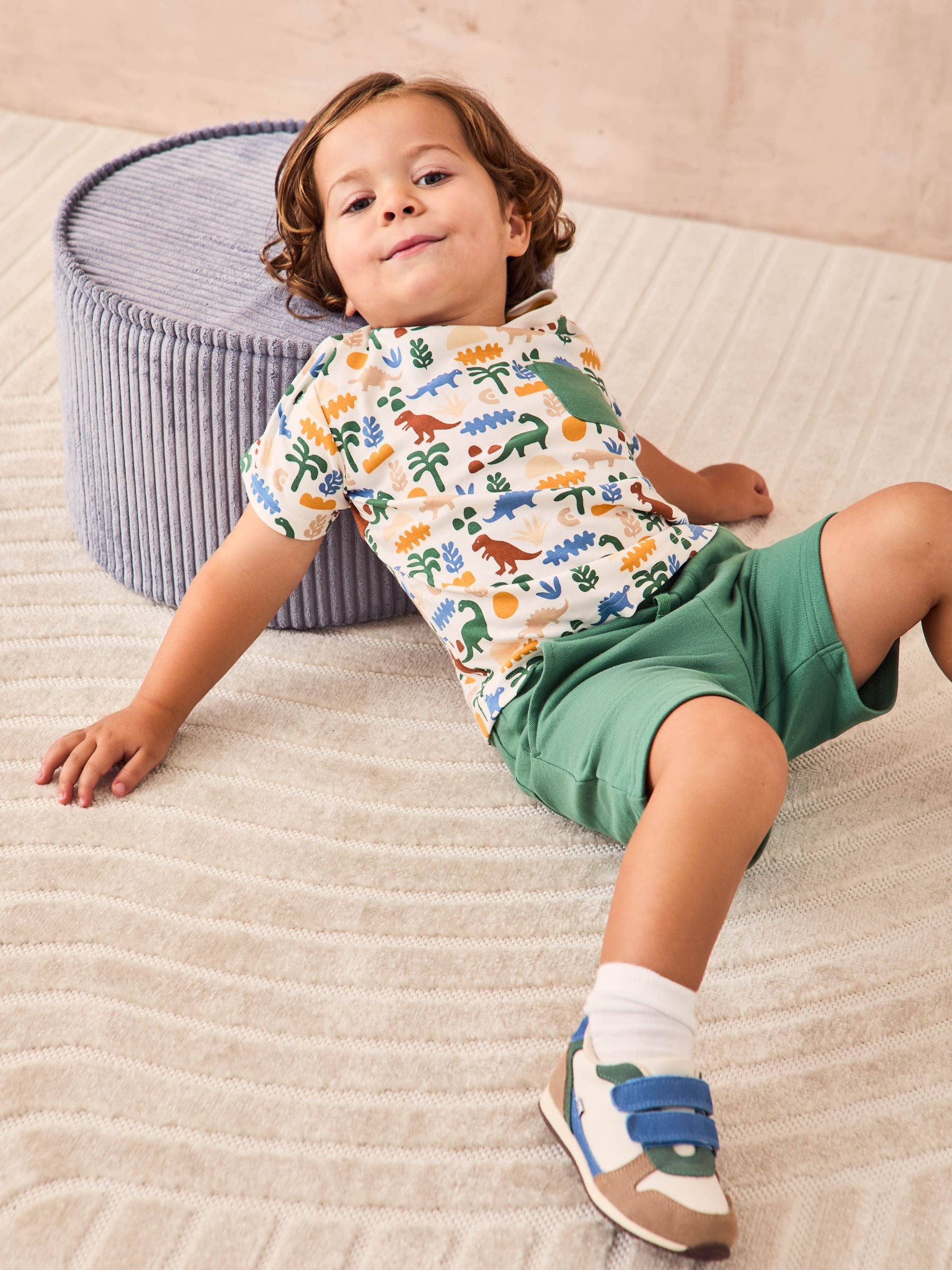 Dsiney Kidz - JoJo Maman Bébé Khaki Dino 2-Piece Printed T-Shirt & Short Set image 7