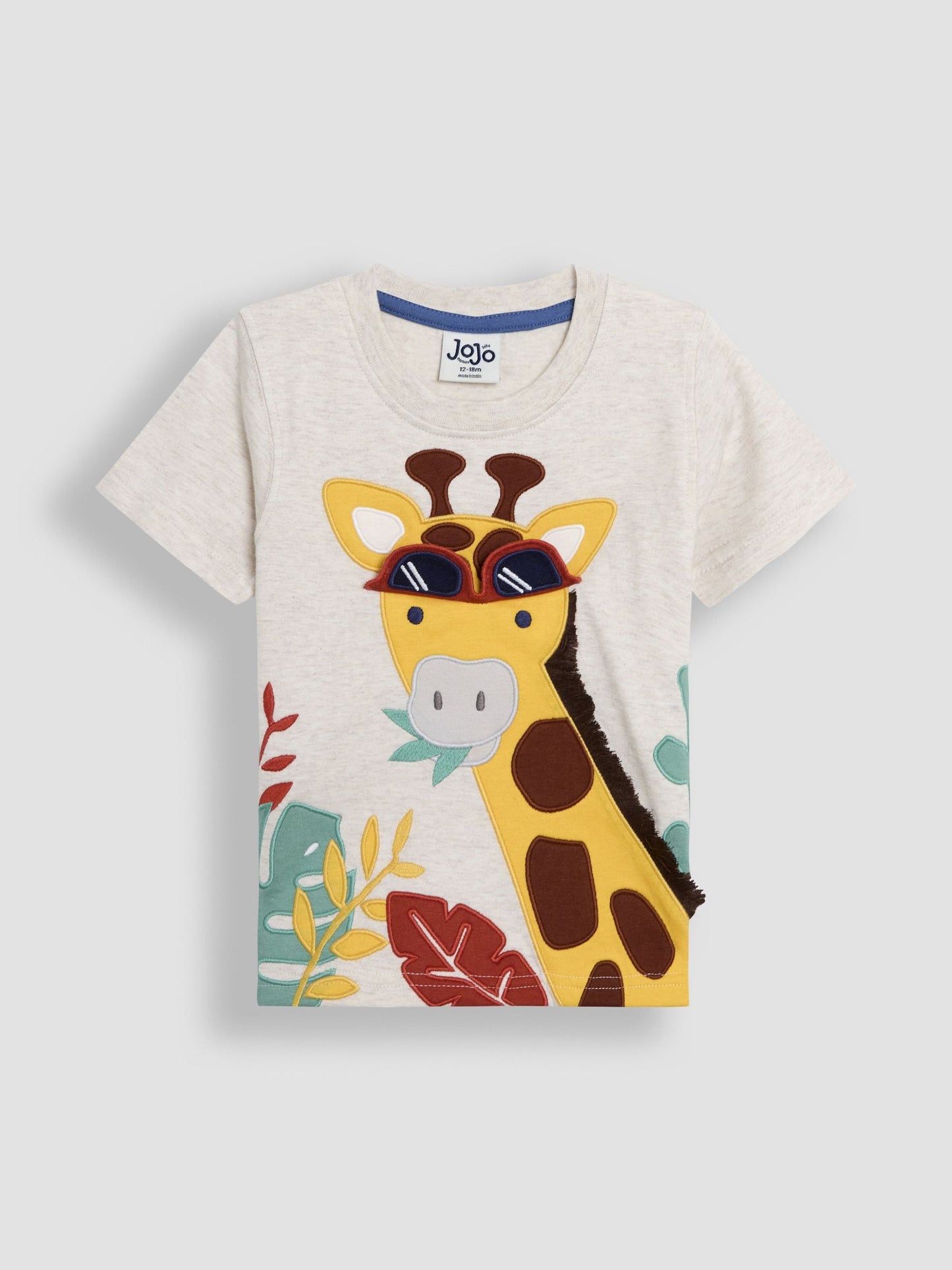 JoJo Maman Bébé Natural Giraffe 2-Piece Appliqué T-Shirt & Shorts Set image 3