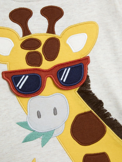 JoJo Maman Bébé Natural Giraffe 2-Piece Appliqué T-Shirt & Shorts Set image 4