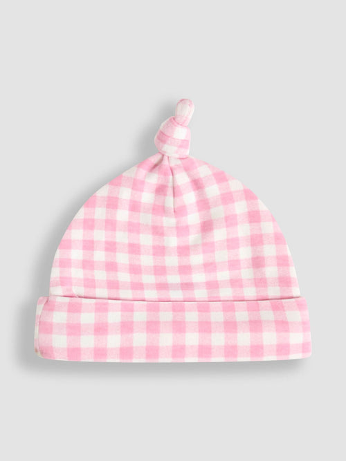 JoJo Maman Bébé Pink Gingham Baby Hat image 1