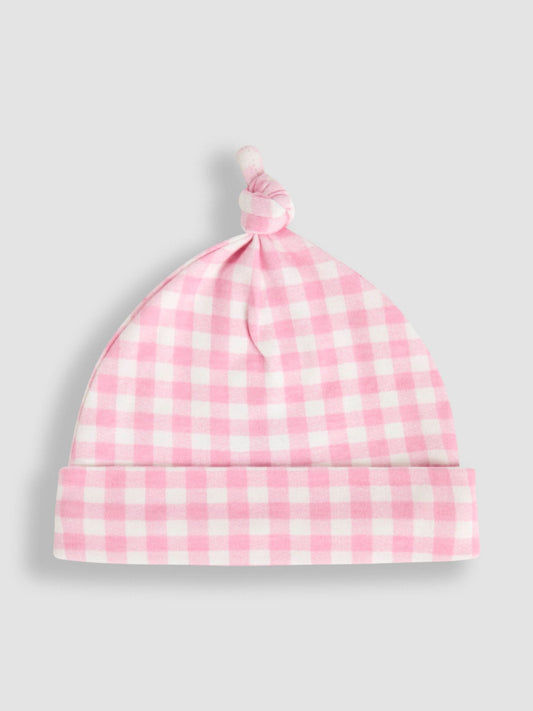 JoJo Maman Bébé Pink Gingham Baby Hat image 2