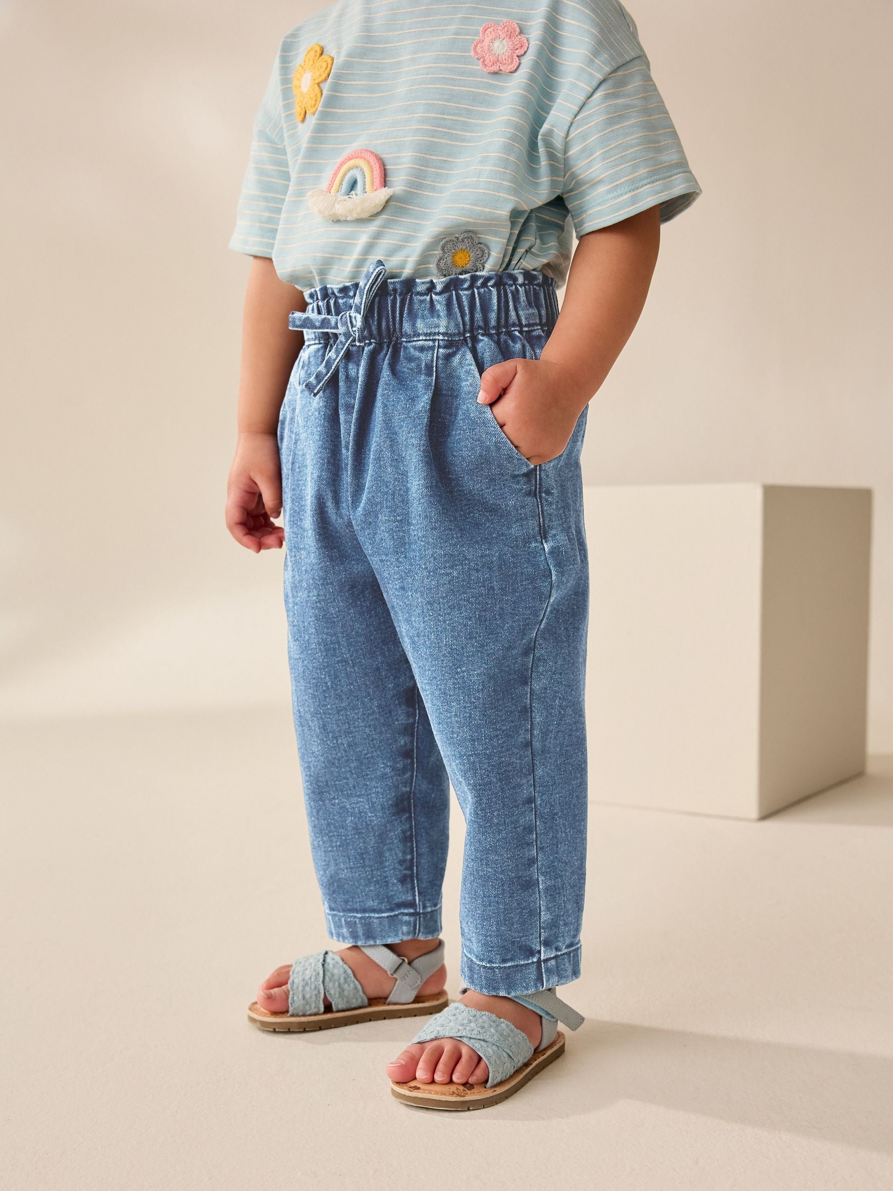 Dsiney Kidz - Light Wash Tie Waist Jeans (3mths-7yrs) image 1