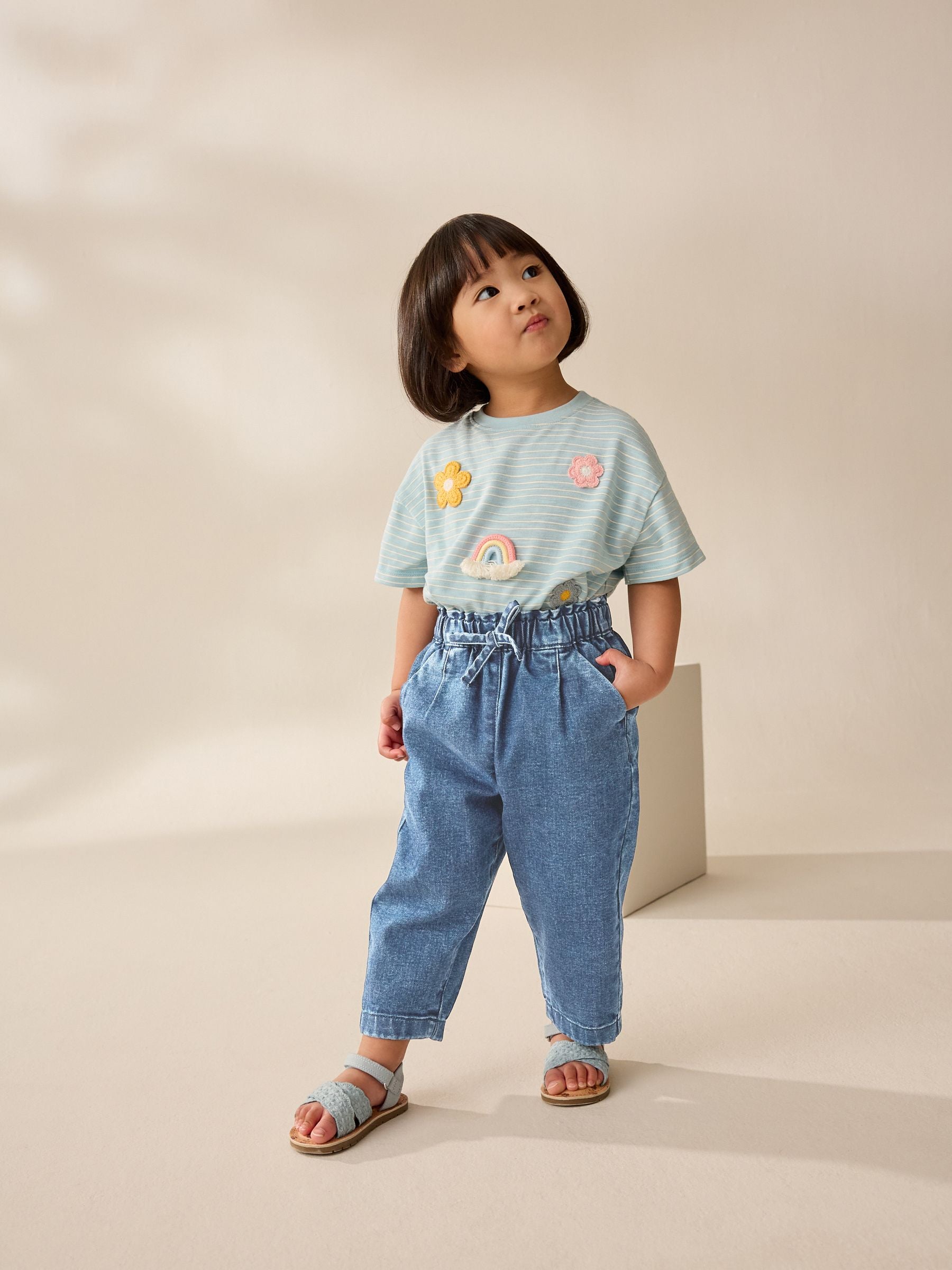 Dsiney Kidz - Light Wash Tie Waist Jeans (3mths-7yrs) image 2