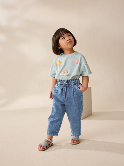 Dsiney Kidz - Light Wash Tie Waist Jeans (3mths-7yrs) image 2