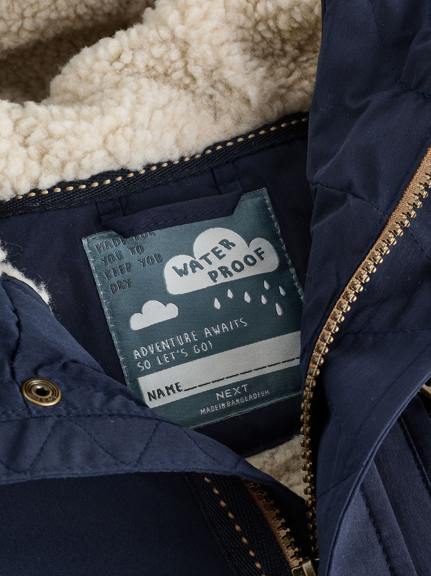 Navy Waterproof Borg Lined Parka Coat (3mths-7yrs)