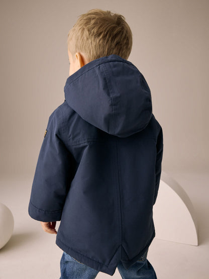 Navy Waterproof Borg Lined Parka Coat (3mths-7yrs)