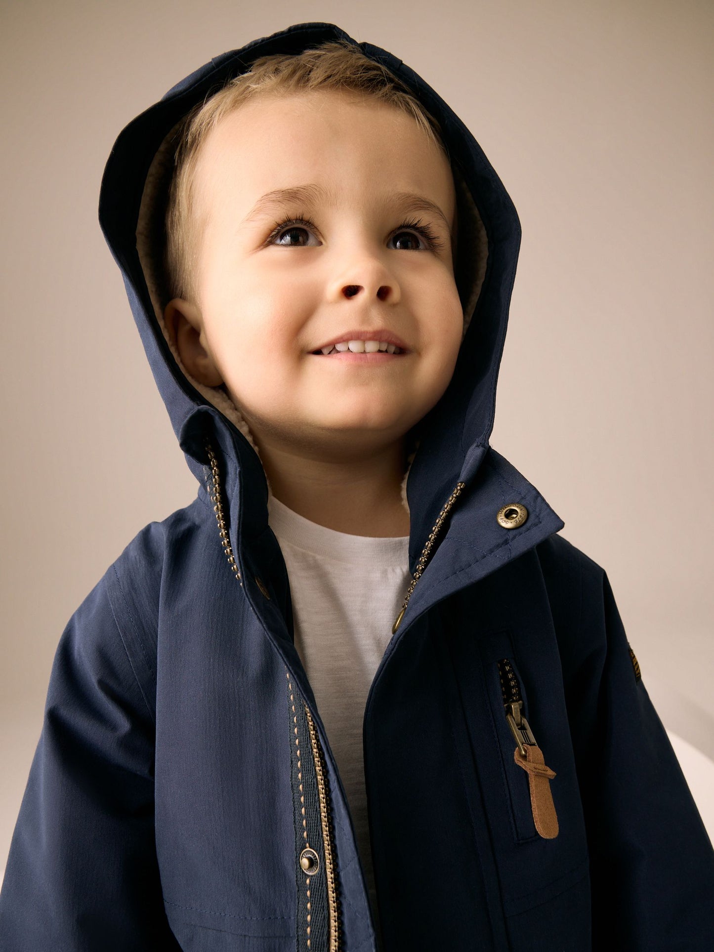 Navy Waterproof Borg Lined Parka Coat (3mths-7yrs)