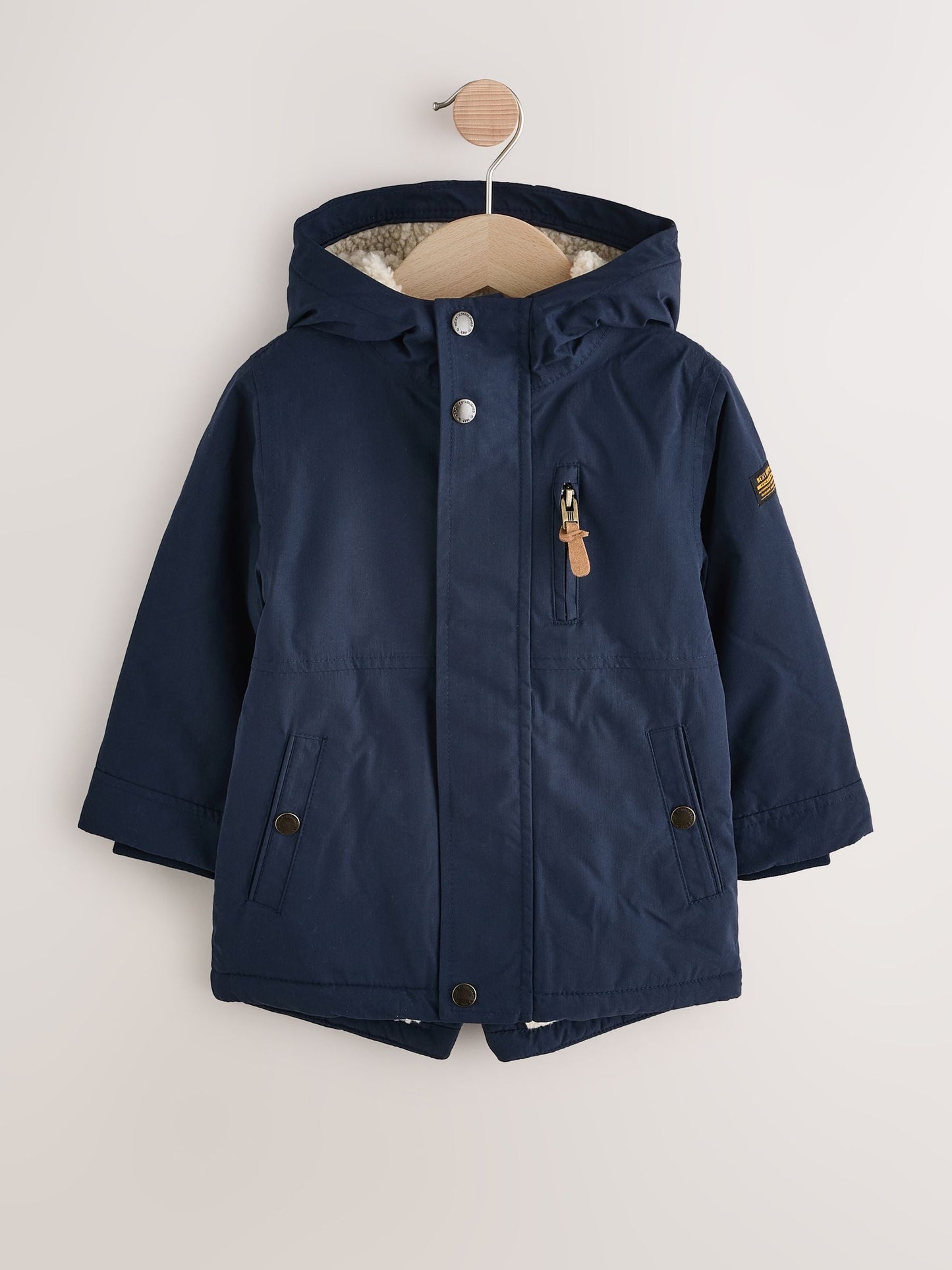 Navy Waterproof Borg Lined Parka Coat (3mths-7yrs)
