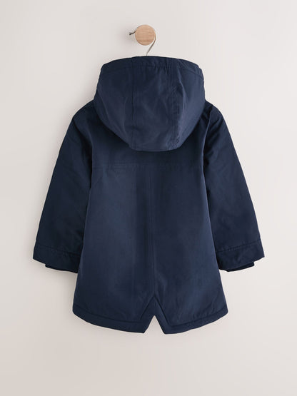 Navy Waterproof Borg Lined Parka Coat (3mths-7yrs)