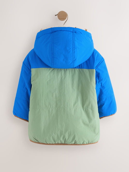 Blue/Green Reversible Borg Jacket (3mths-7yrs)
