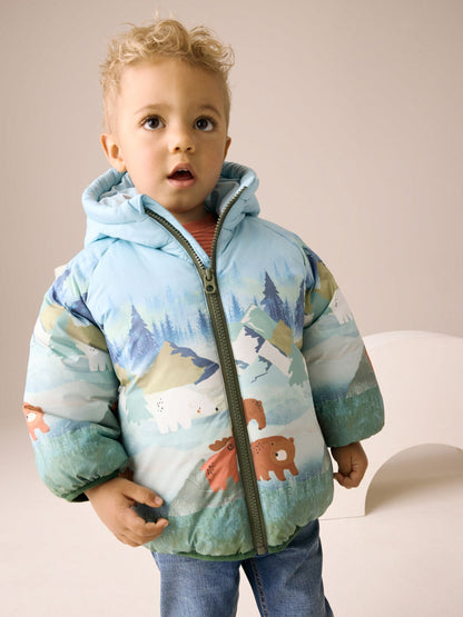Green Scene Print Padded Coat (3mths-7yrs)