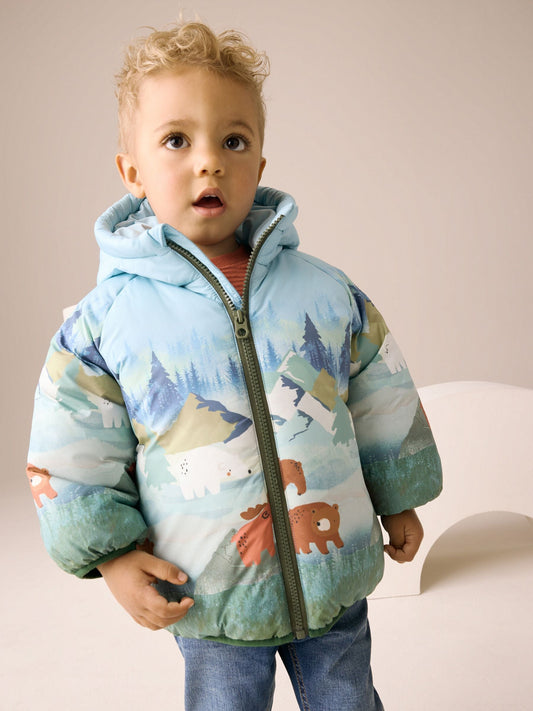 Green Scene Print Padded Coat (3mths-7yrs)