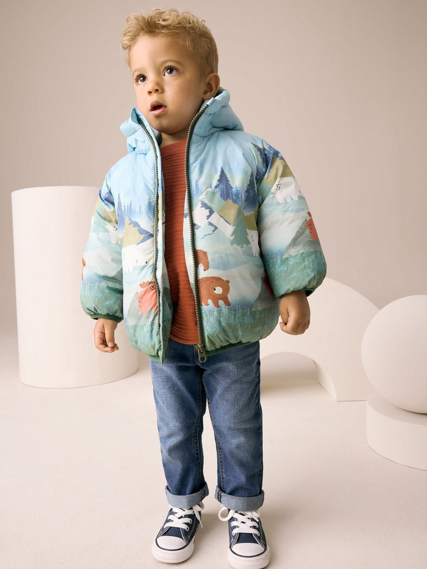 Green Scene Print Padded Coat (3mths-7yrs)