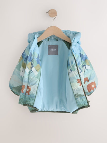 Green Scene Print Padded Coat (3mths-7yrs)