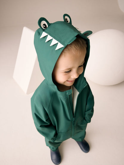 Dsiney Kidz - Green Crocodile Waterproof Fleece Lined Puddlesuit (3mths-7yrs) image 4