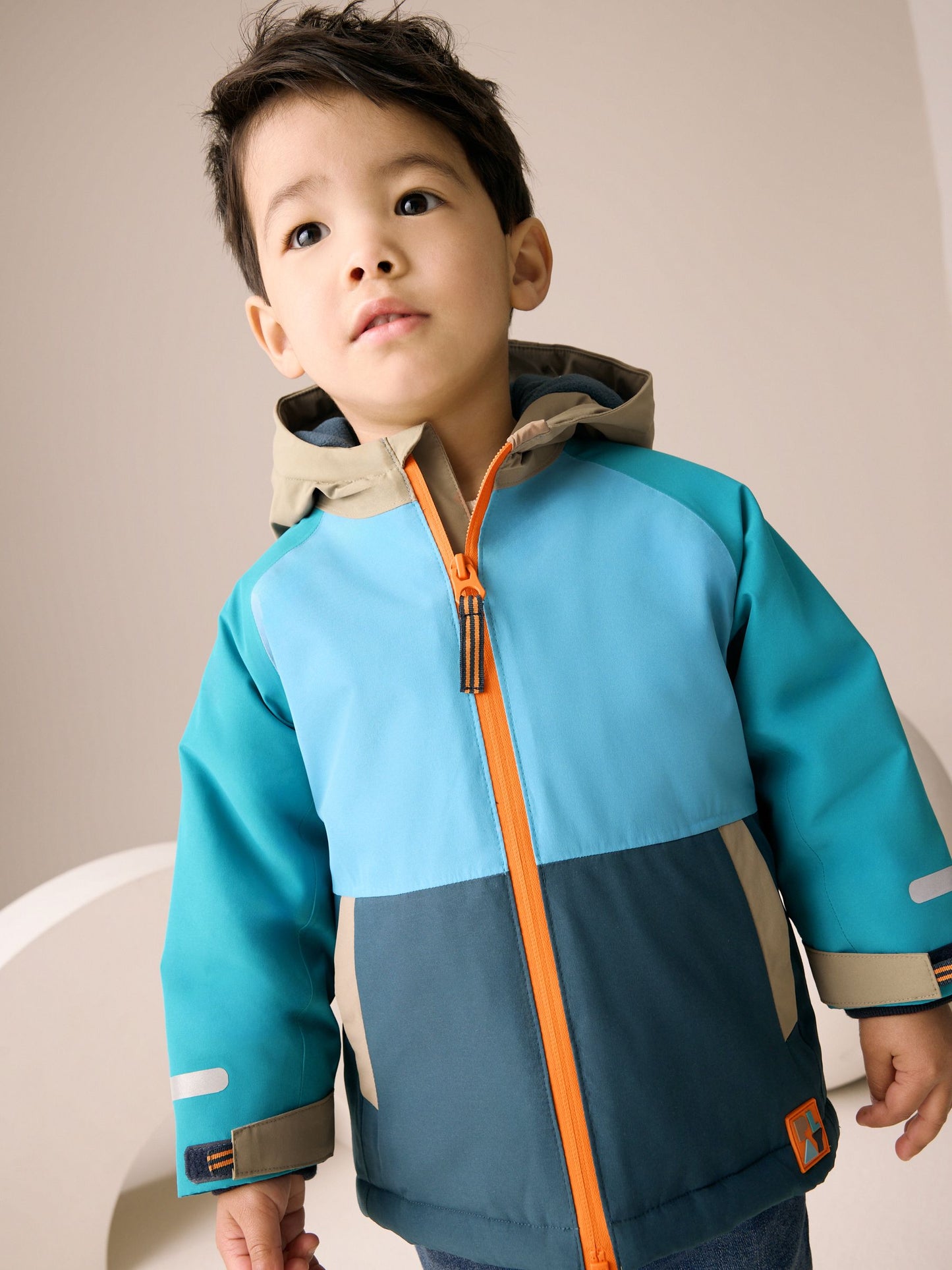 Navy/Turquoise Waterproof Warm Padded Coat (3mths-7yrs)