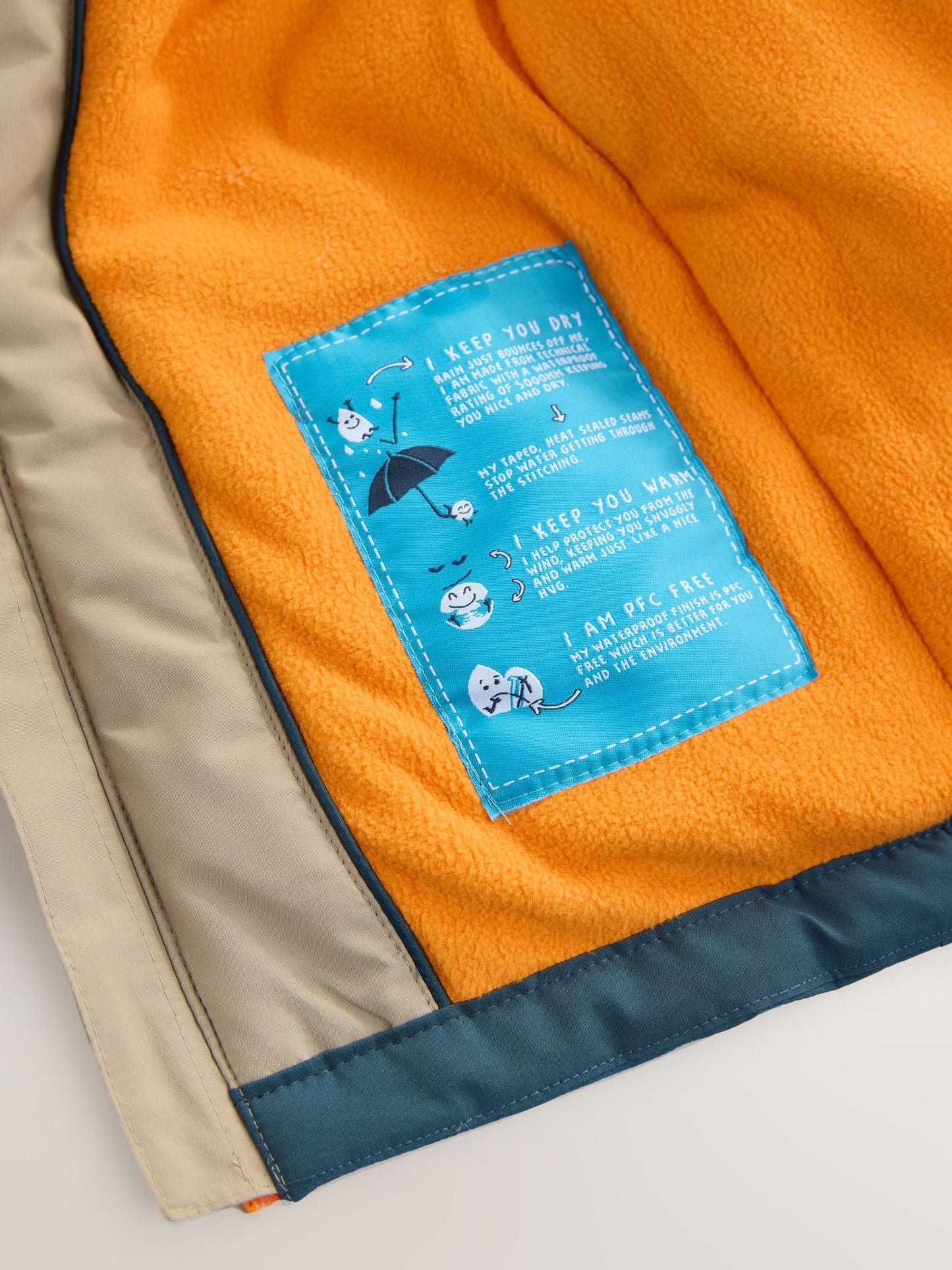 Navy/Turquoise Waterproof Warm Padded Coat (3mths-7yrs)